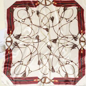 Chain Scarf Vintage Style Satin Cream Scarf Bandana